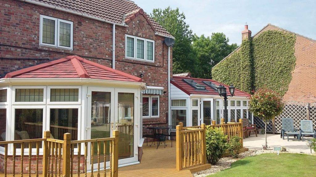 terracotta conservatory roof with garden